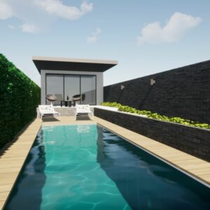 3D ontwerp zwembad en poolhouse